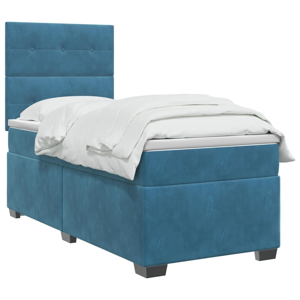Letto box spring con materasso Blu 90 x 200 cm Velluto 3455034