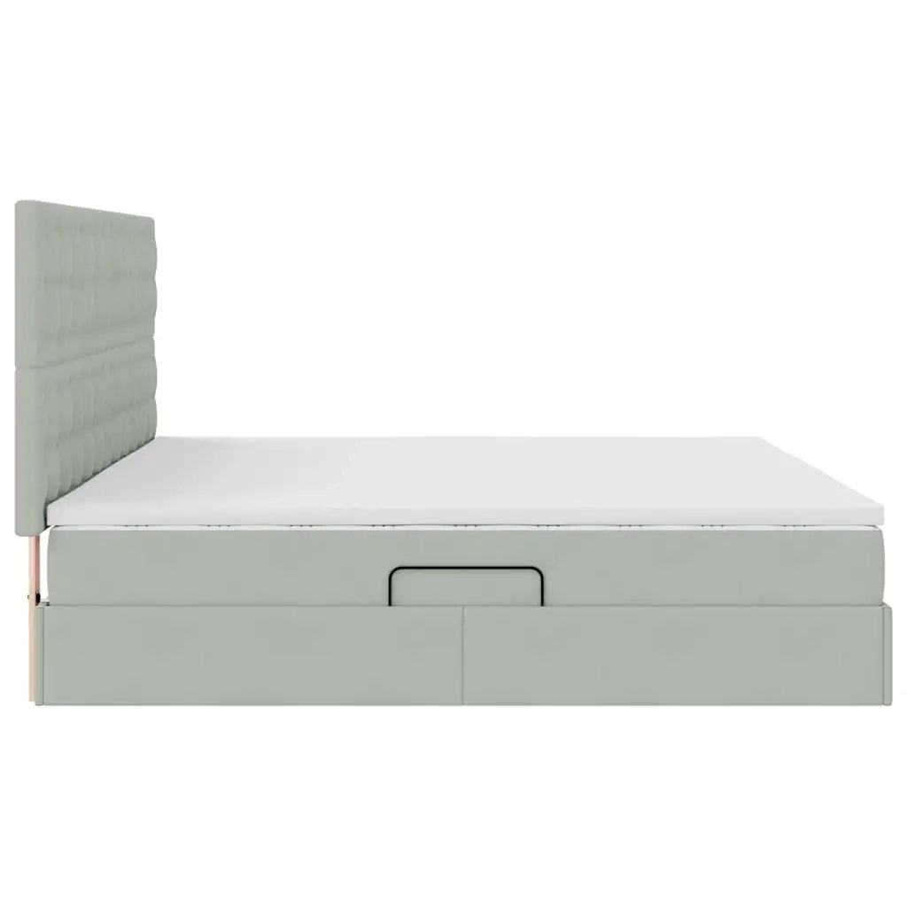 Letto con contenitore e materasso Grigio chiaro 200 x 200 cm 3372171