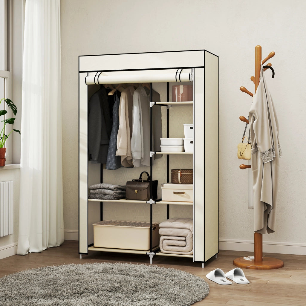 Armadio in Tessuto con Ripiani e Appendiabiti ¨C Zephmum ¨C Beige