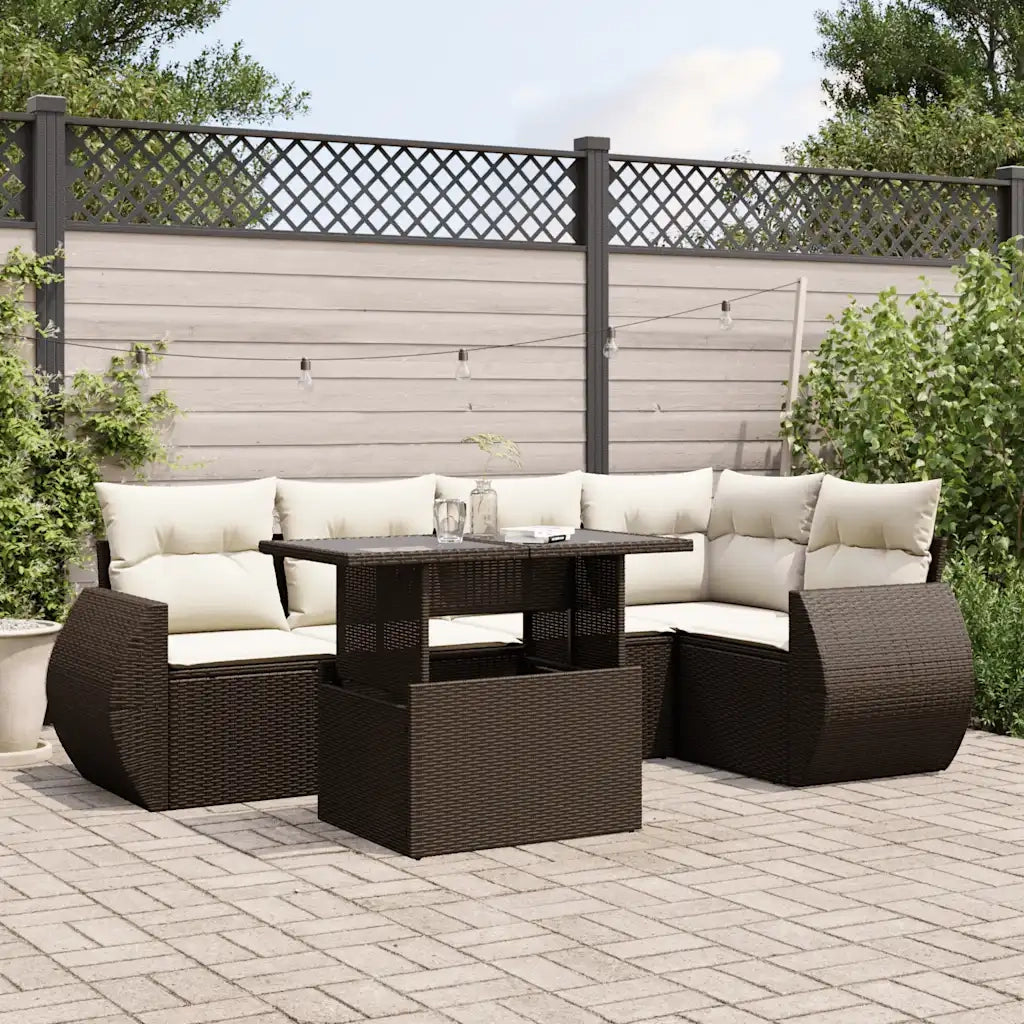 Set Divano da Giardino 6 pz con Cuscini Marrone in Polyrattan 3268523