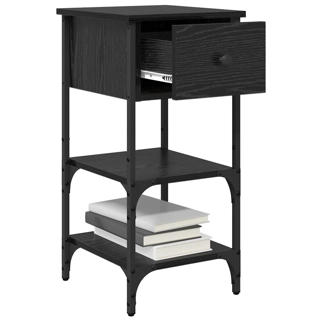 Armadio da Notte con cassetto Rovere Nero 33.5 x 36 x 70 cm 871240