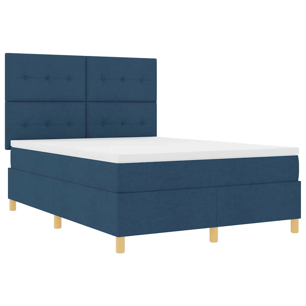 Letto a Sorgente LED con materasso Blu 140 x 190 cm Tessuto
