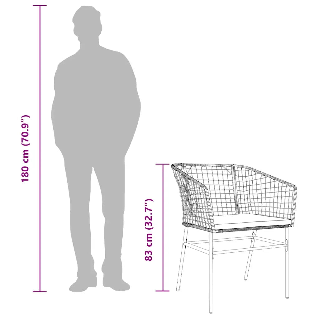 Set da Pranzo da Giardino 3 pz con Cuscini Polyrattan Vetro 3334499