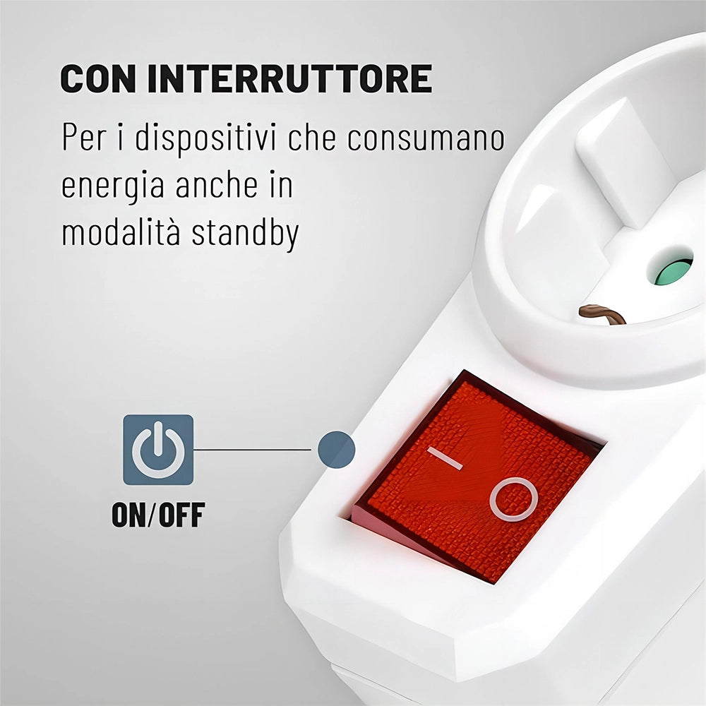 Prese Schuko con Interruttore 2 Poli ¨C Minimal ¨C Bianco