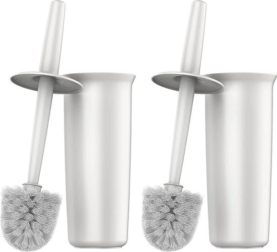 Set di spazzole e appoggi per la toilette, bianco, 2 pezzi