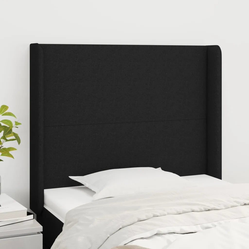 Testiera ad Orecchio-Testata con Orecchie Nera 103x16x118/128 cm in Tessuto 183148