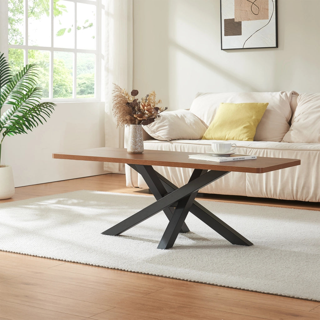 Gamba Centrale Umala in Acciaio per Mobili Fai da Te Design Incrociato 80x49x43 cm Nero [en.casa]