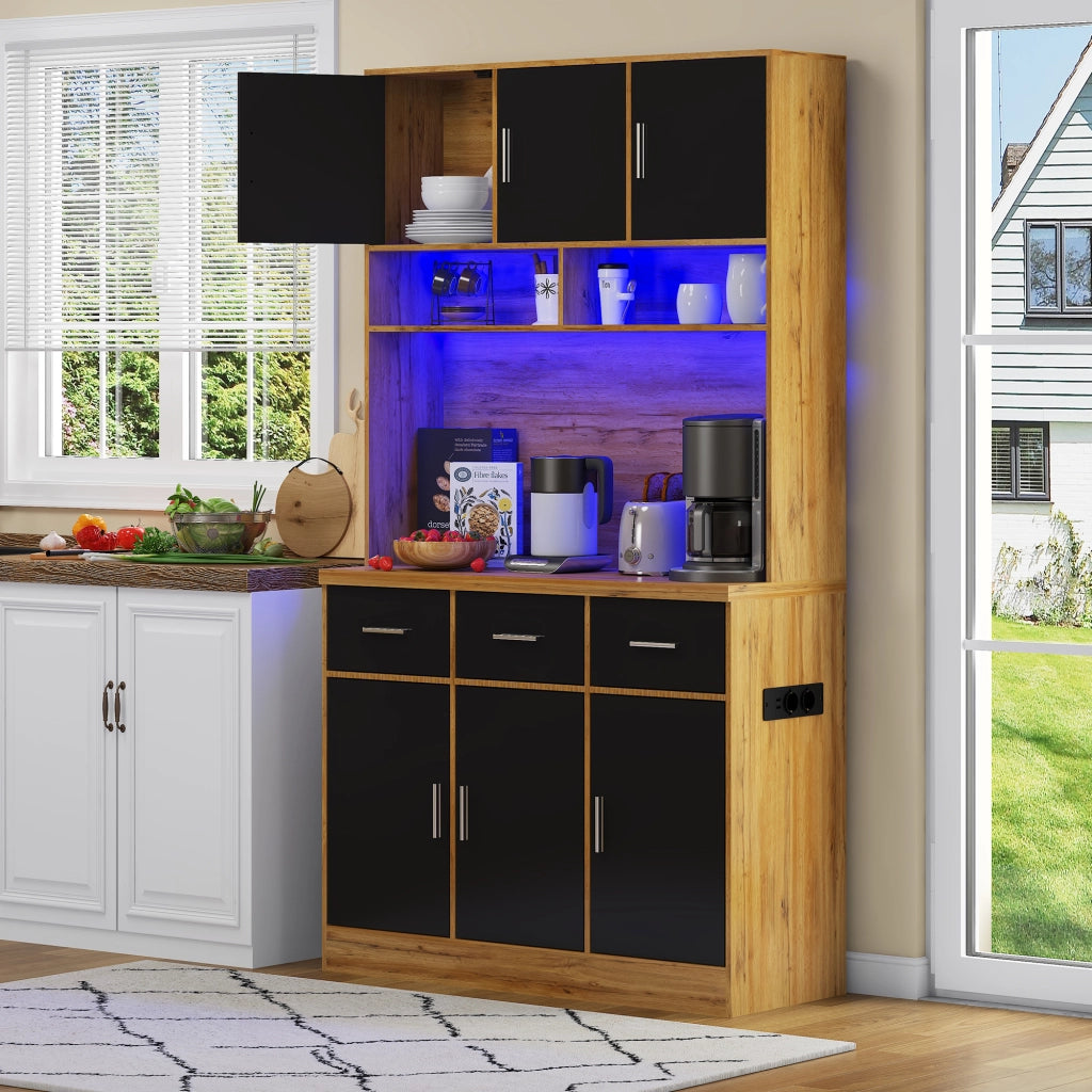Buffet Multifunzionale con LED e App ¨C Xylo ¨C Cassetti, Ripiani, Prese, 100x40x180 cm