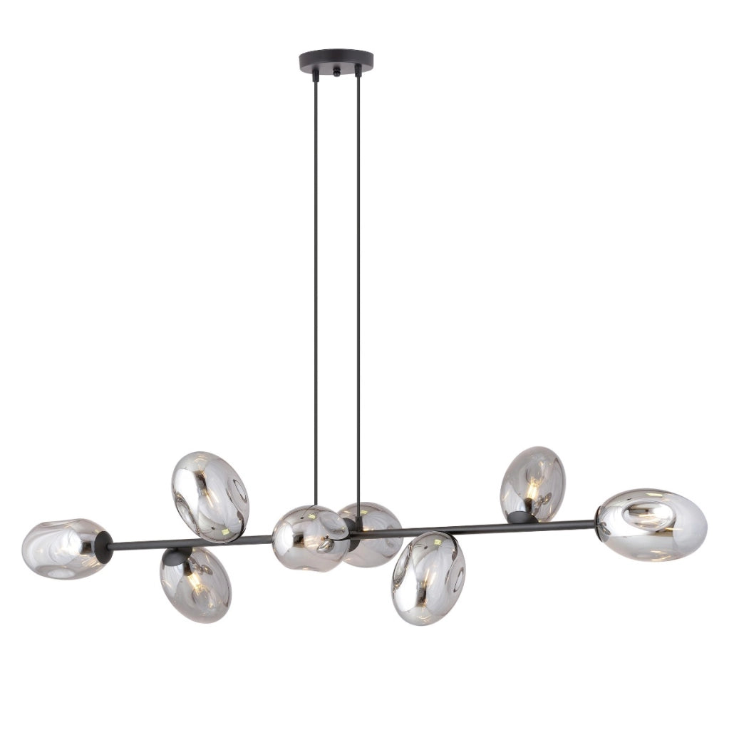 Lampadario Emibig Pandora 8 luci E14 nero cromo vetro