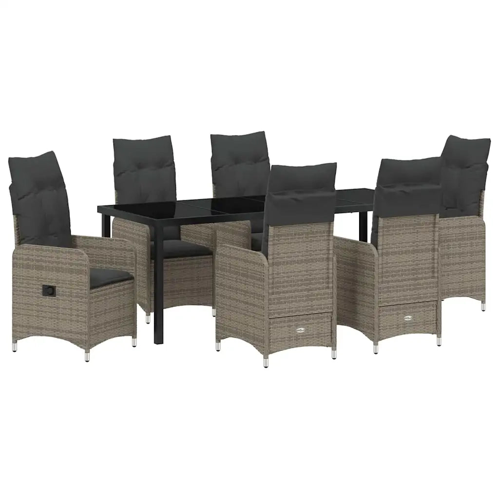 Set da Pranzo per Giardino con cuscino 7 pcs Grigio polyrattan 3379651