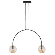 Lampada a sospensione arco nera 2xE14 sfere ambra Alfa