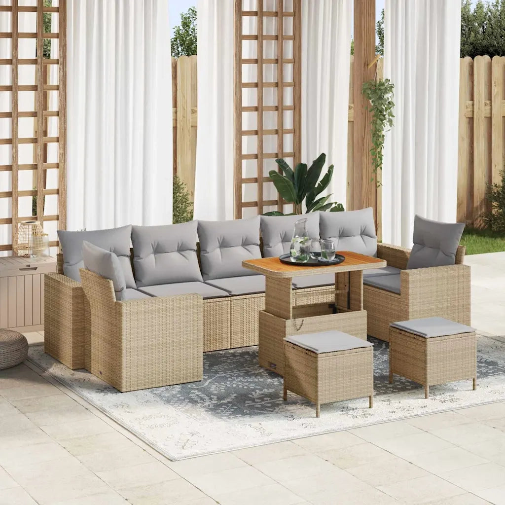 Set Divano da Giardino 10 pcs Beige e Grigio Chiaro polyrattan 3363552
