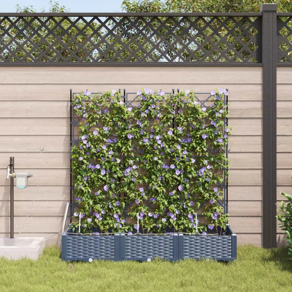 Fioriere | Cassetta per fiori | Vaso da giardino 3 pz Grigio 120 x 40 x 126 cm Plastica