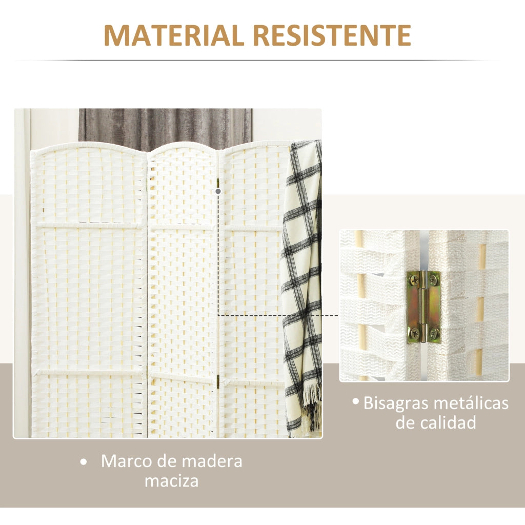 Biombo Pieghevole 4 Pannelli ¨C Minimal ¨C Bianco 160x170 cm