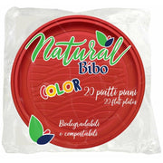 BIBO PIATTI PIANI IN BIOPLASTICA D21,5 CM CONFEZIONE DA 20 PZ ROSSI