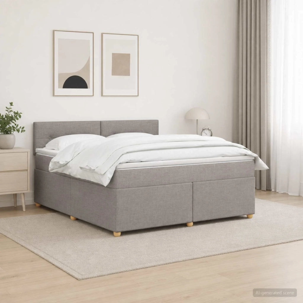 Letto box spring con materasso Tortora 140 x 200 cm Tessuto 3450976