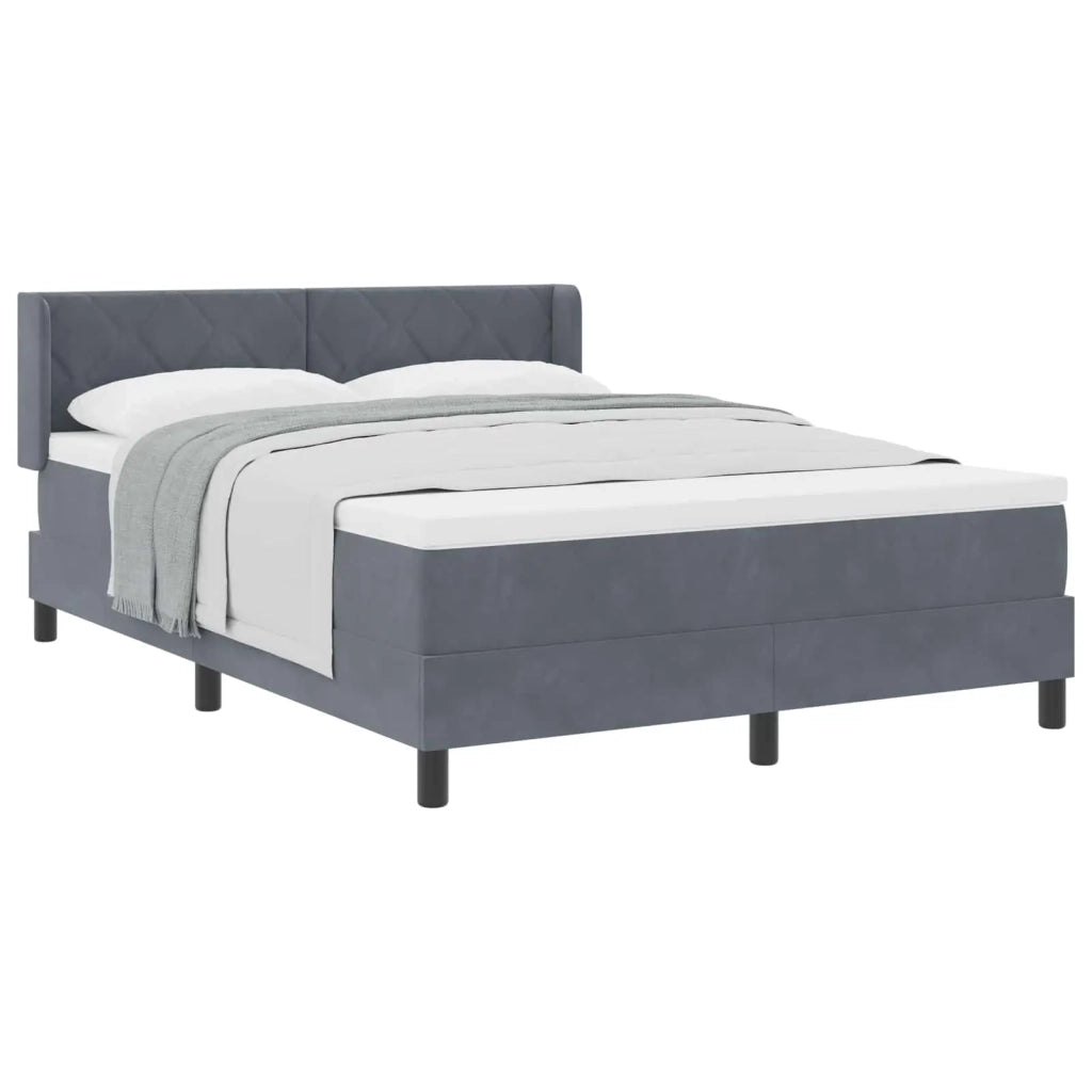 Letto a molle con testiera Grigio scuro 190 x 140 cm Poliestere