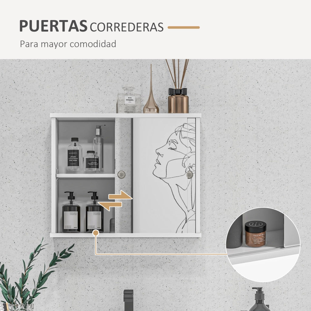 Armadio Bagno con Specchio e Ripiano Aggiustabile ¨C Minimal ¨C Bianco 55x15x45