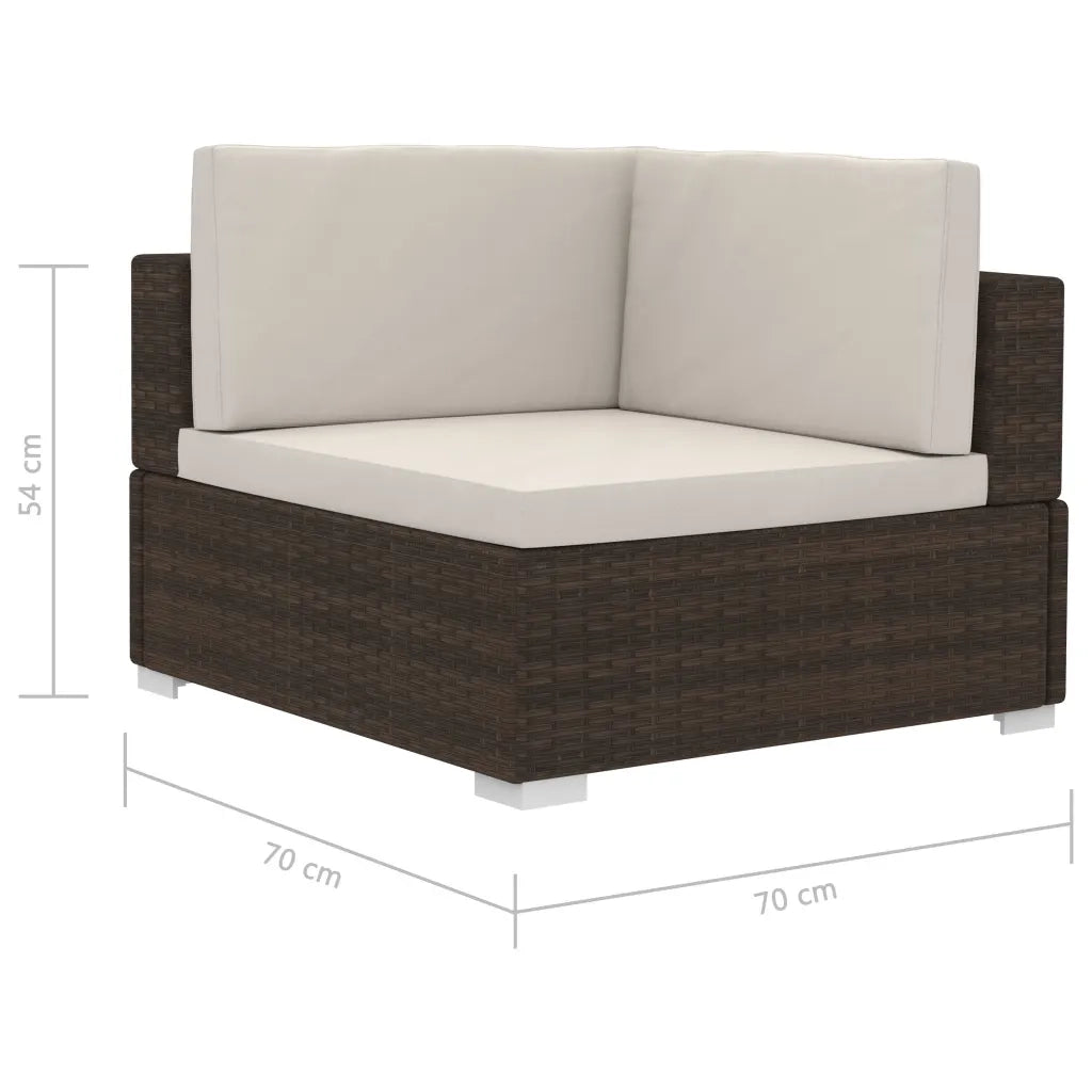Set Divani da Giardino 3 pz con Cuscini in Polyrattan Marrone 47265