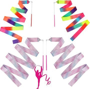 Set a 4 pezzi per esercizi di ginnastica ritmica - Larghezza 170 cm - Lint streamer colorati - Materiale leggero - Manico 29 cm - Ideale per spettacoli di danza e circo - Lint per ginnastica