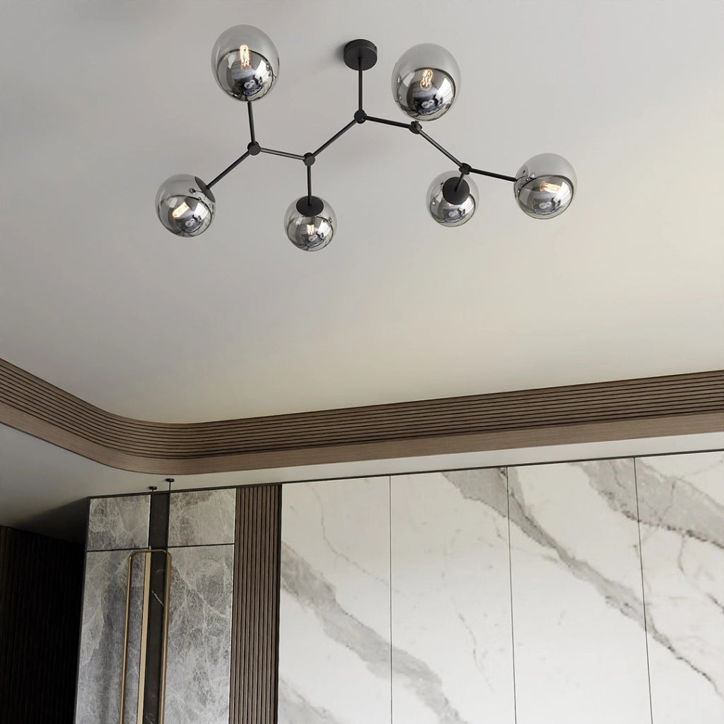 Lampadario Emibig SPACE 6xE14 vetro nero/cromo 108cm
