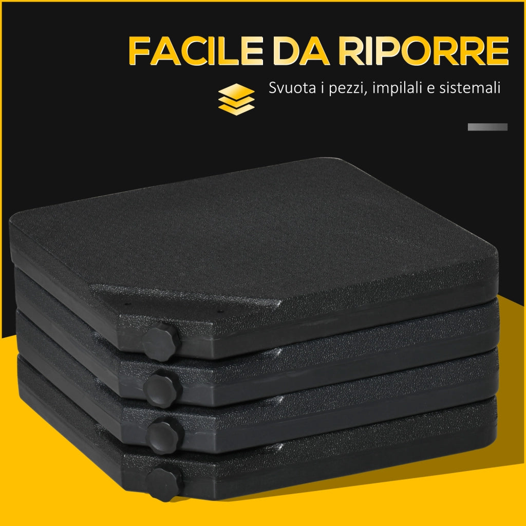 Base per Ombrellone 4 Pezzi Riempibile con Acqua ¨C Minimal ¨C Nero