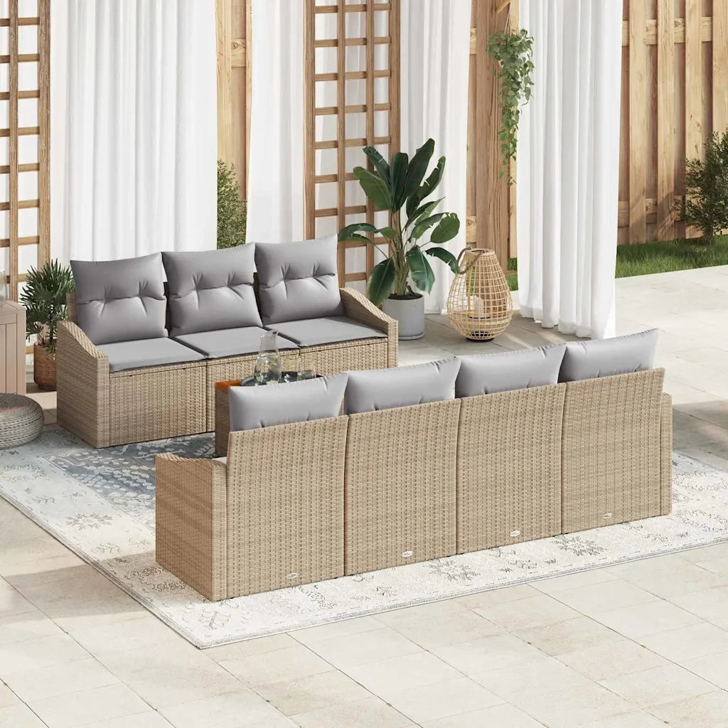 Set Divano da Giardino 8 pcs Beige e Grigio Chiaro polyrattan 3356460