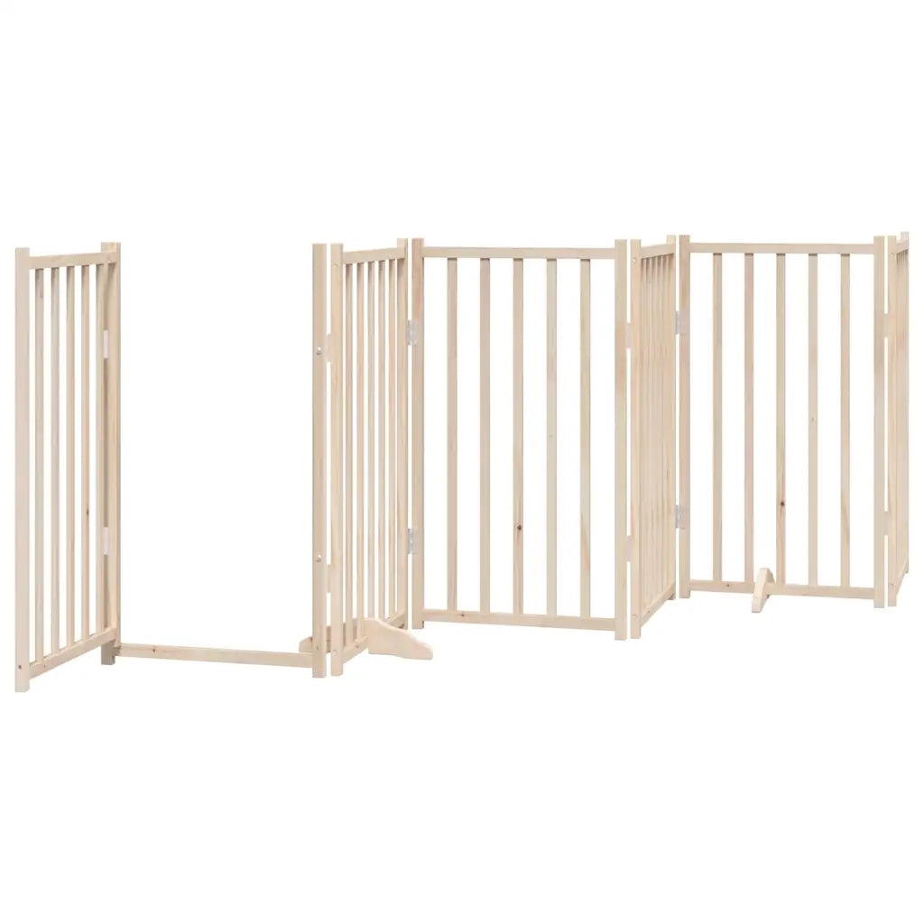 Cancello per Cani con Porta Pieghevole 9 Pannelli 450 cm Pioppo CFW4786073