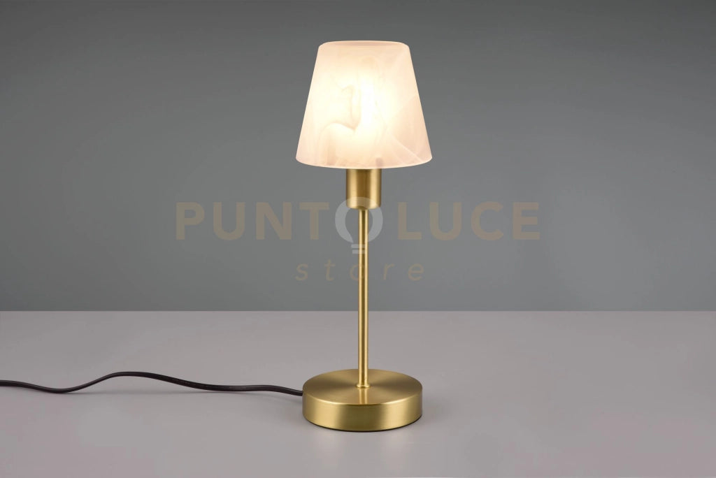 LUIS II LAMPADA ASTA + VETRO SABBIATO MONTATURA OTTONE H.32CM 1 LUCE ATTACCO E14