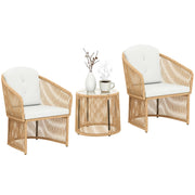 Set tavolo e sedie da esterno in polyrattan con cuscini ¨C Minimal ¨C crema