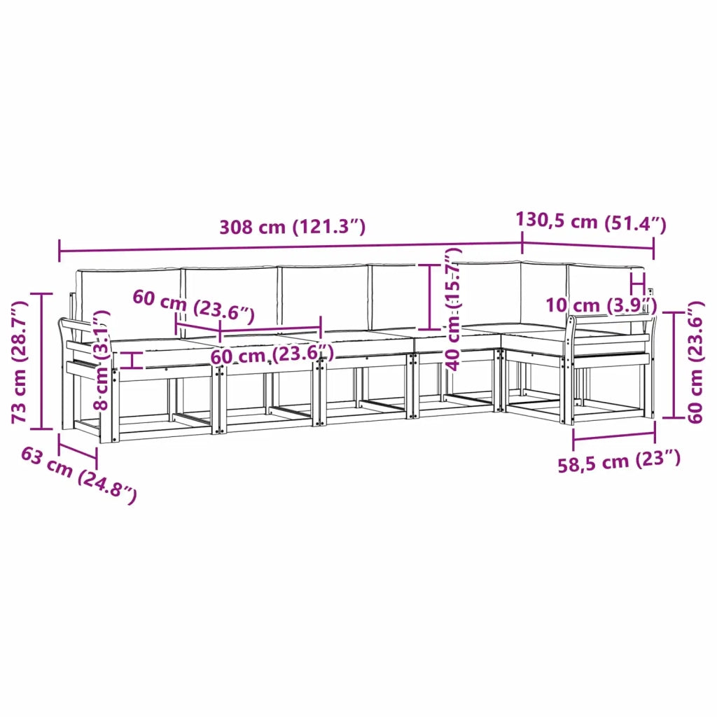 Set di divani da esterno 6 pz Bianco e Grigio Chiaro 3387700