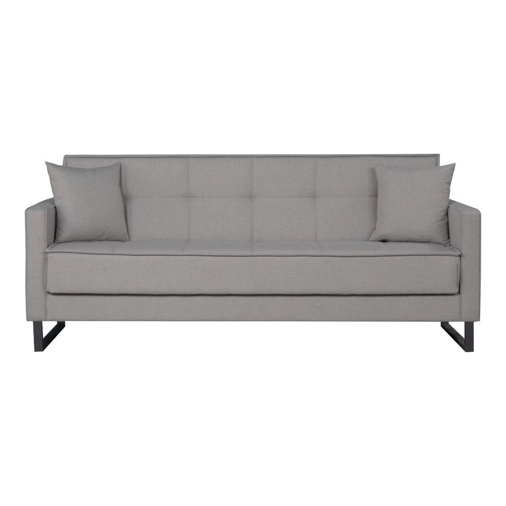 Divano funzione letto e contenitore Legen 3 Posti in vellutino grigio 210x85x87H