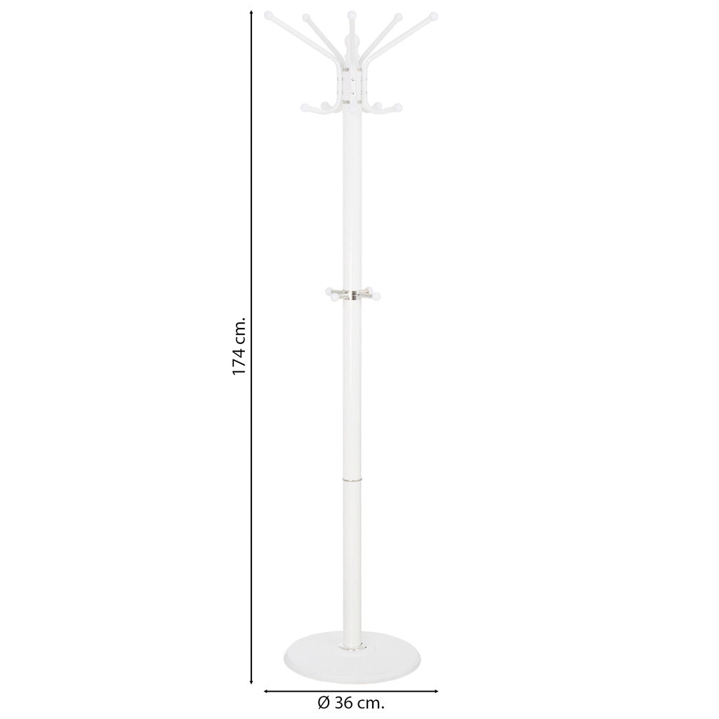 Perchero de metal blanco con 5 ganchos D36x174h cm