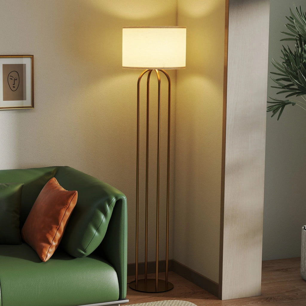 Lampada da terra ¨C Minimal ¨C dorato e beige ?38x161cm