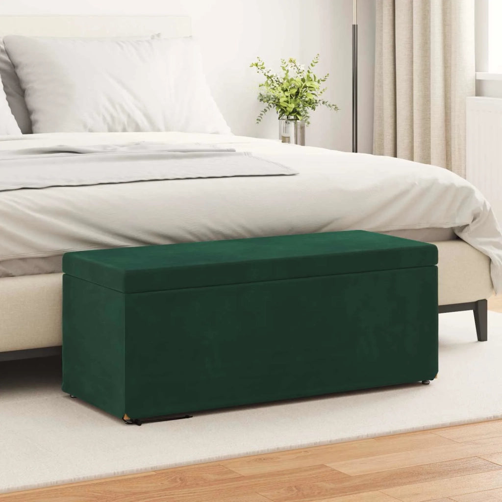 Pouf Verde Scuro Velluto e Legno Ingegnerizzato 876797