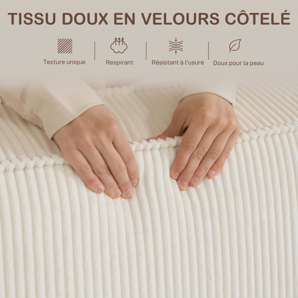 Divano 3 Posti in Velluto ¨C Zephmum ¨C Beige 230 cm