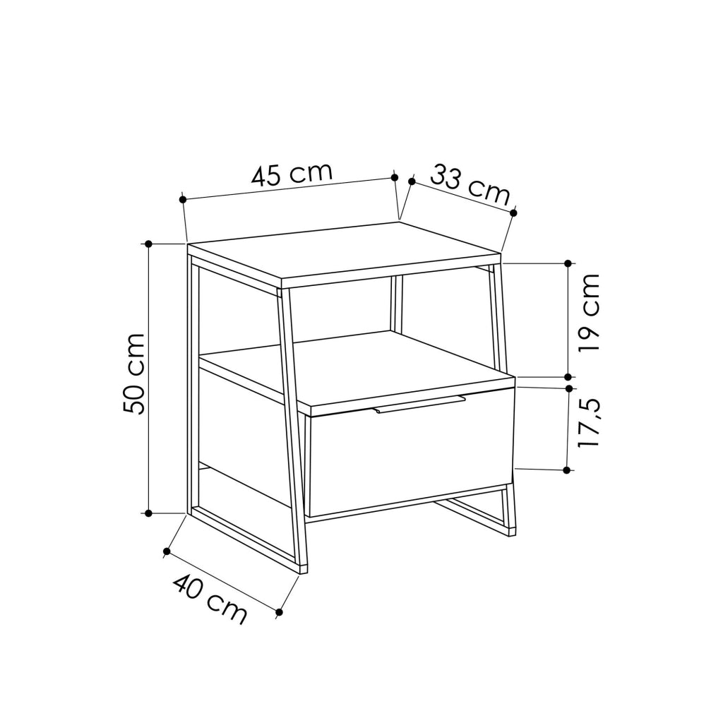 Comodino in legno "Pal" - 45 x 40 x 50 cm - Bianco