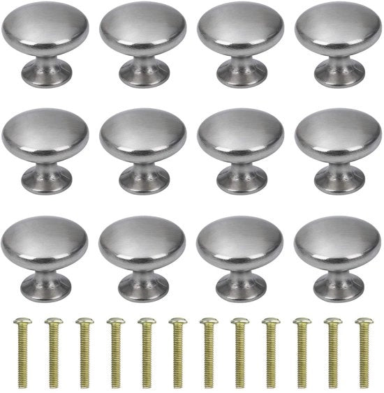 Maniglione rotondo per cassetti - maniglia - 12 pezzi - argento - 30 mm