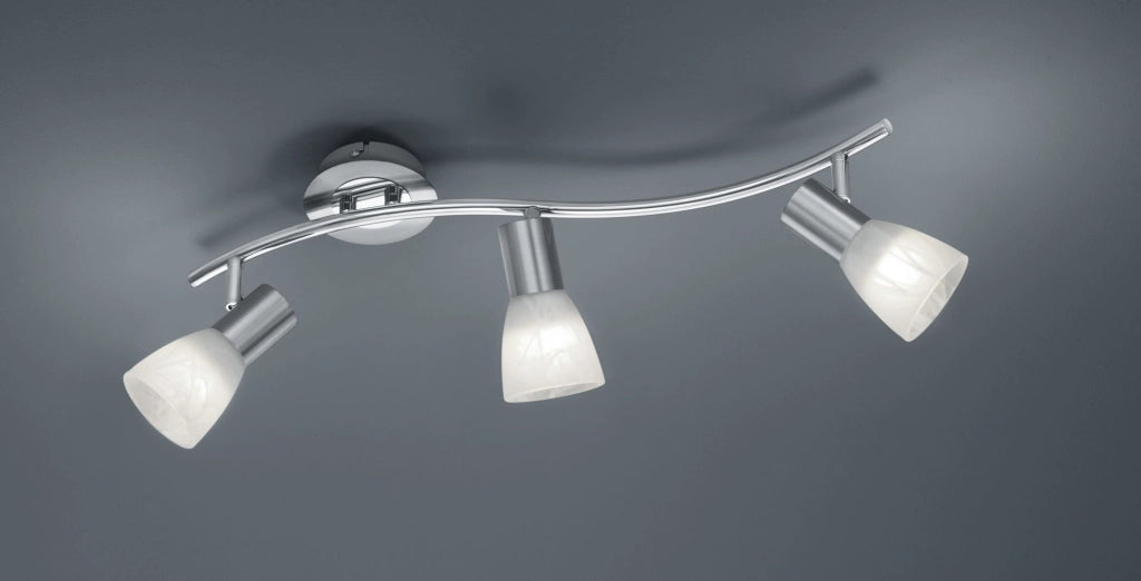 LEVISTO BARRA LED 3 SPOTS ORIENTABILE  ACCIAIO + VETRO L.55CM 3 LUCI  ATTACCO E14, LAMPADAINE INCLUSE 14,7W 1410lm, 3000K