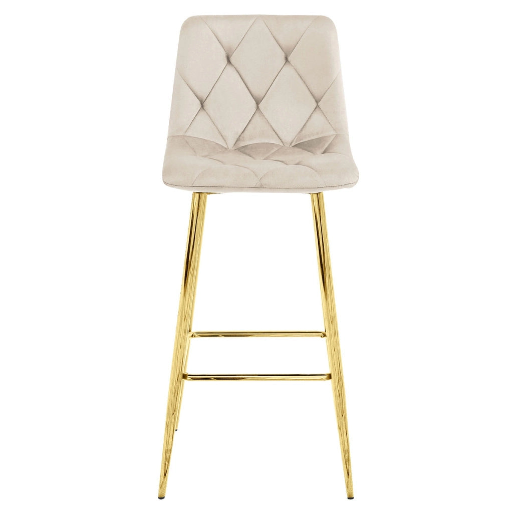 Set di 2 sgabelli bar NADO in velluto beige e gambe oro