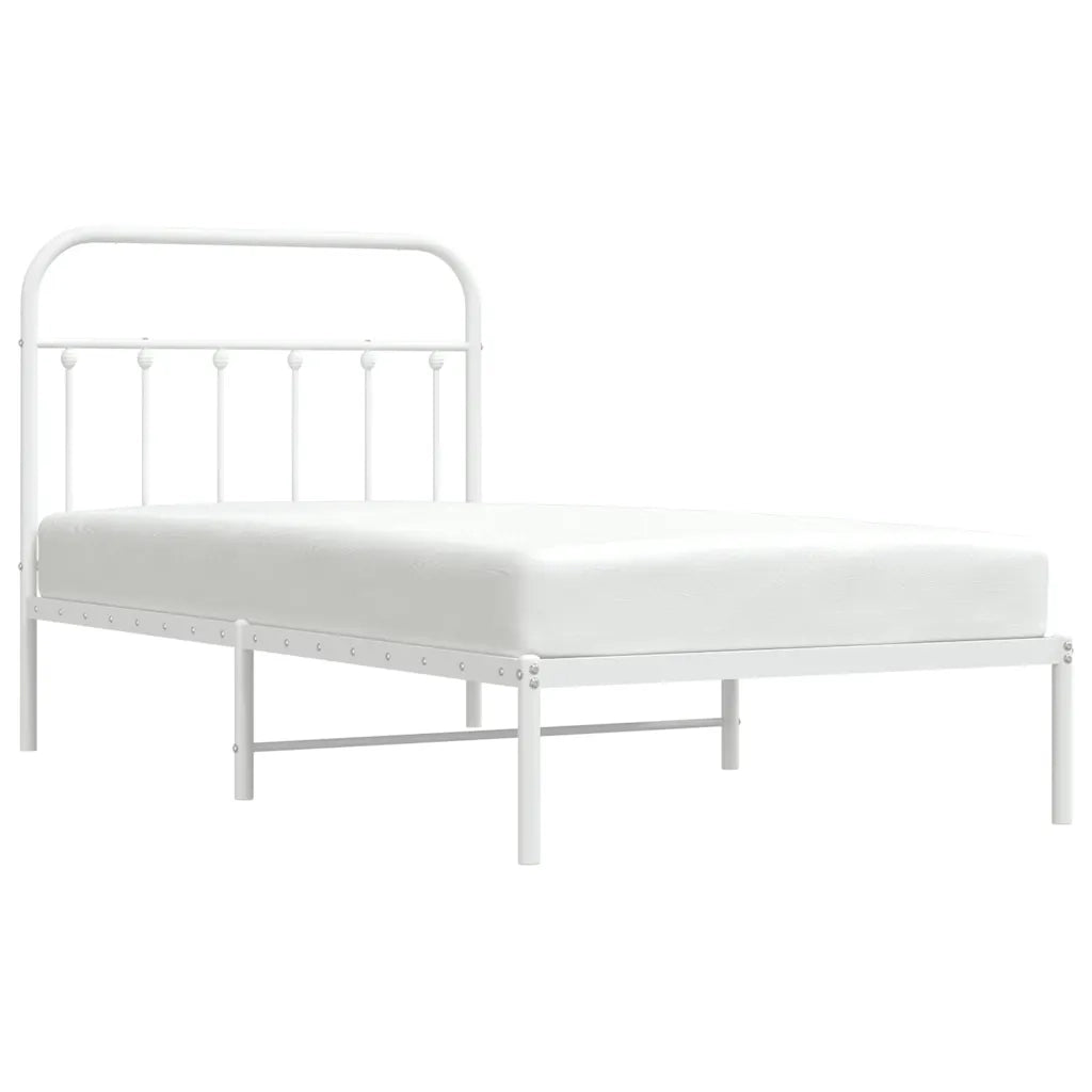 Giroletto con Testiera Metallo Bianco 100x190 cm 352621