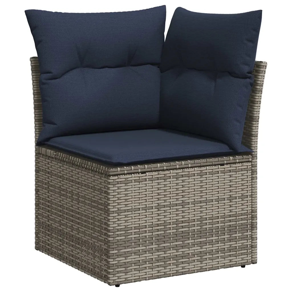 Set Divani da Giardino con Cuscini 7pz Nero Polyrattan Acacia 3328034