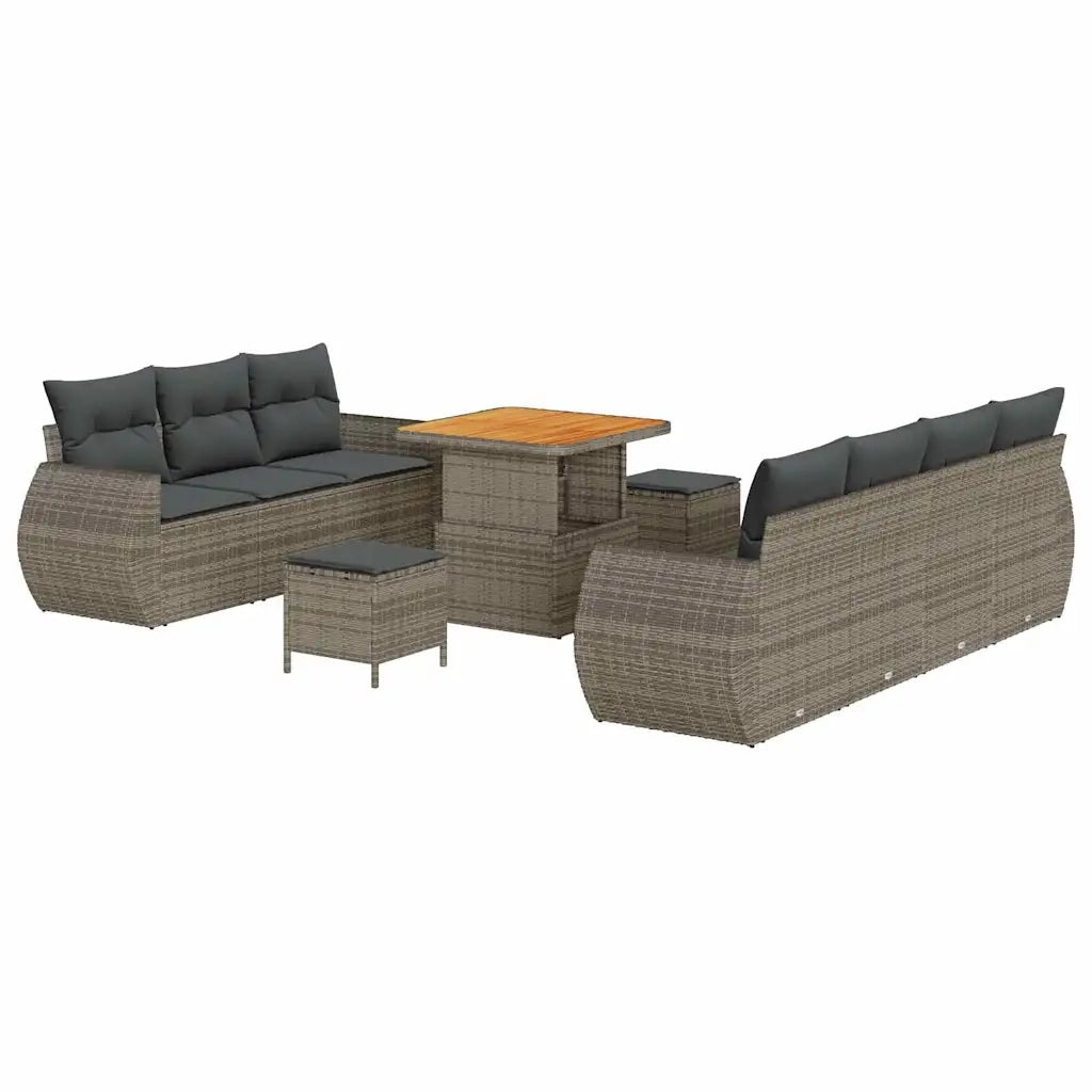 Set Divano da Giardino con cuscino 10 pcs Grigio polyrattan 3361838