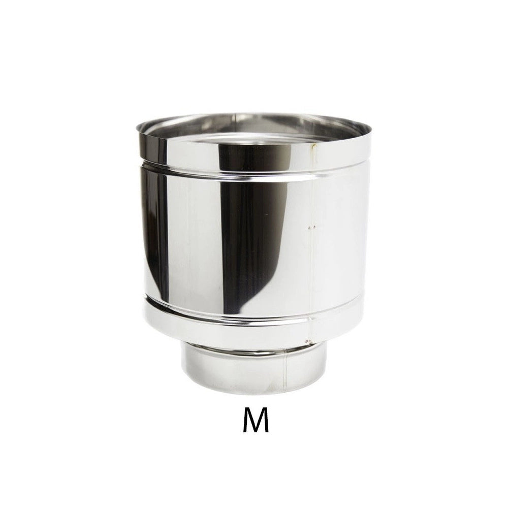 Fumaiolo da 80mm terminale tipo botte 4 venti inox aisi 304 base tonda m maschio