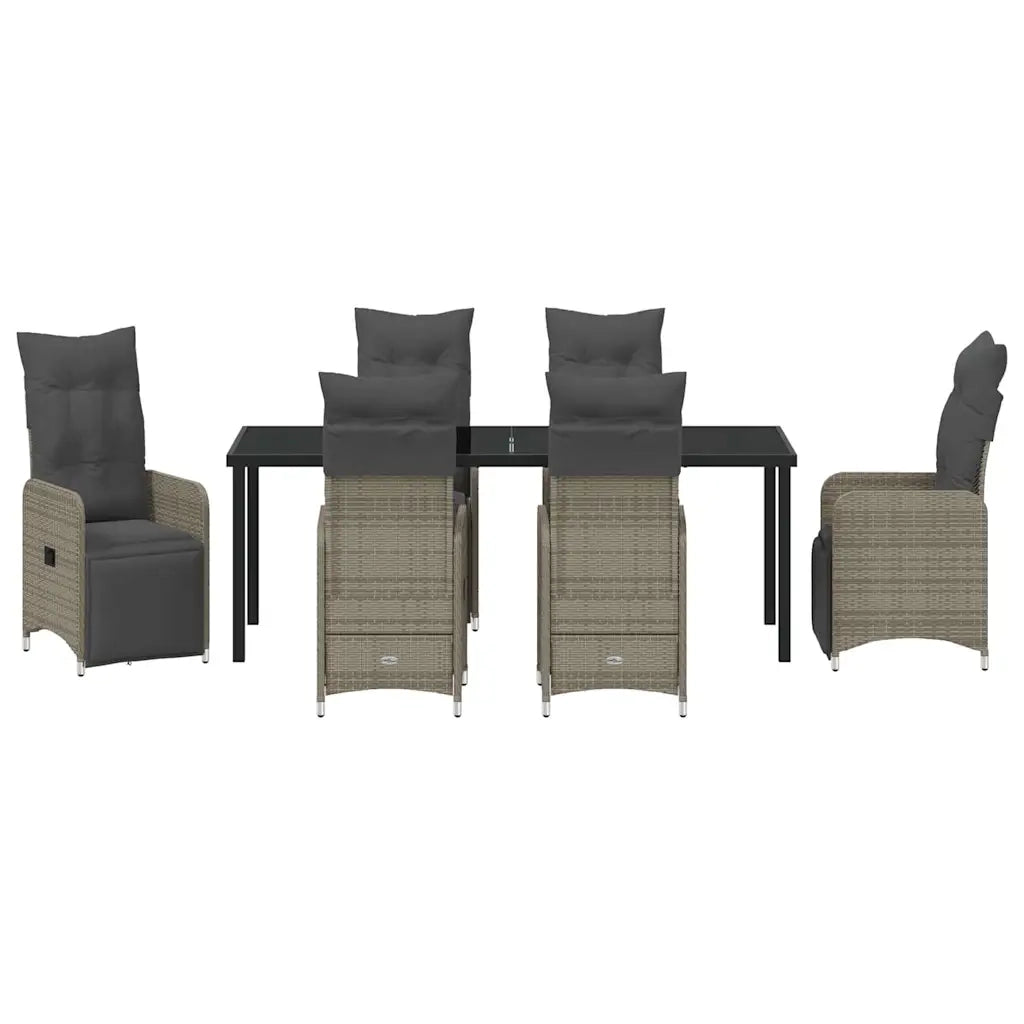 Set da Pranzo per Giardino con cuscino 7 pcs Grigio polyrattan 3379679