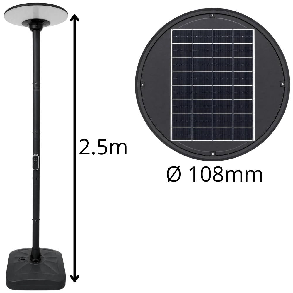 Lampada solare led da giardino 15w con palo e telecomando