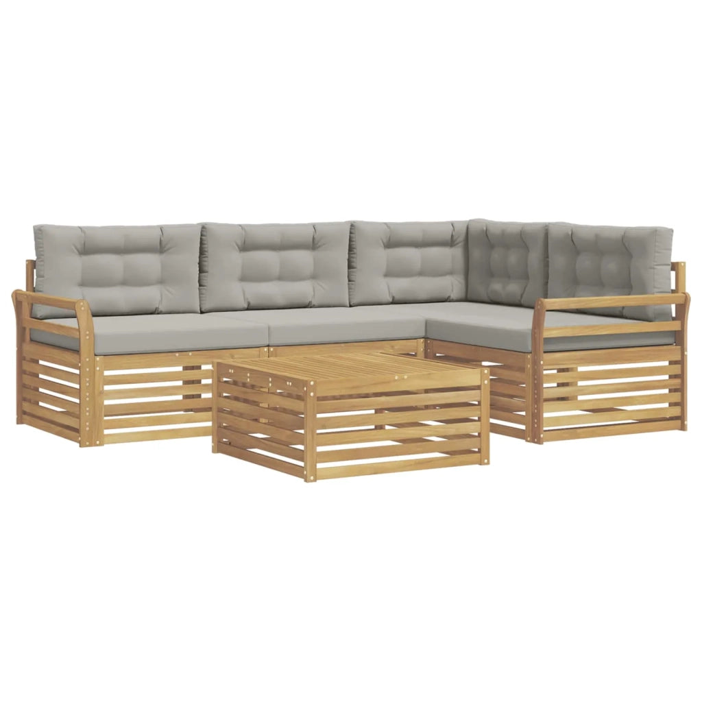 Set di divani da esterno 5 pcs Bianco e Grigio Chiaro 3390446