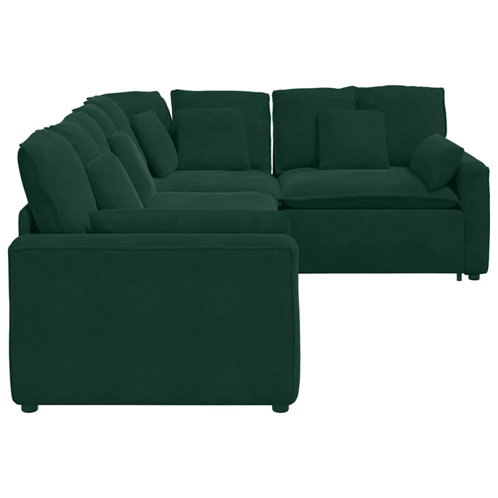 Divano Modulare con Cuscini in Velluto Verde Scuro 3321161
