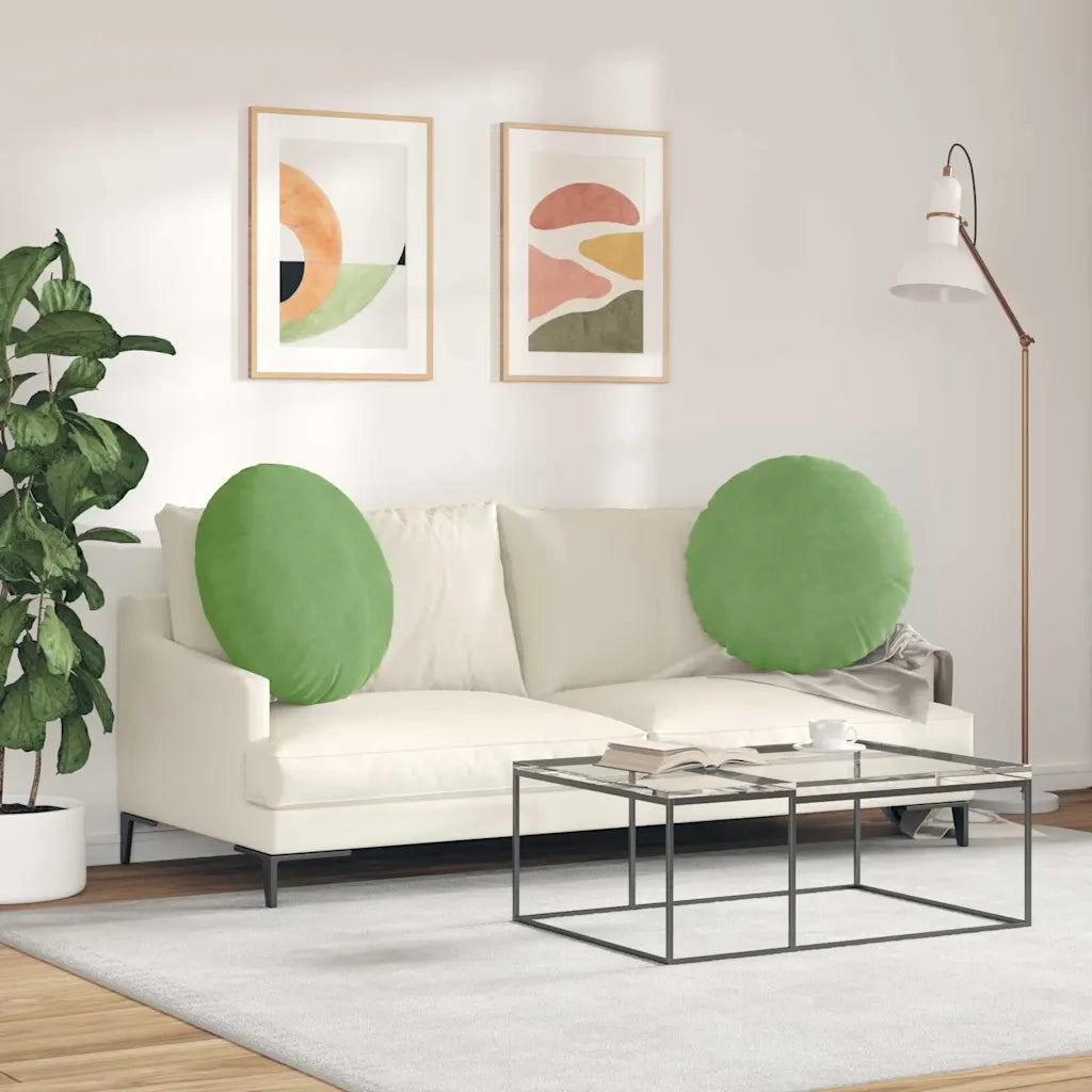 Cuscini per Seduta 2 pcs Verde chiaro Ø 40 x 13 cm Velluto 42014251