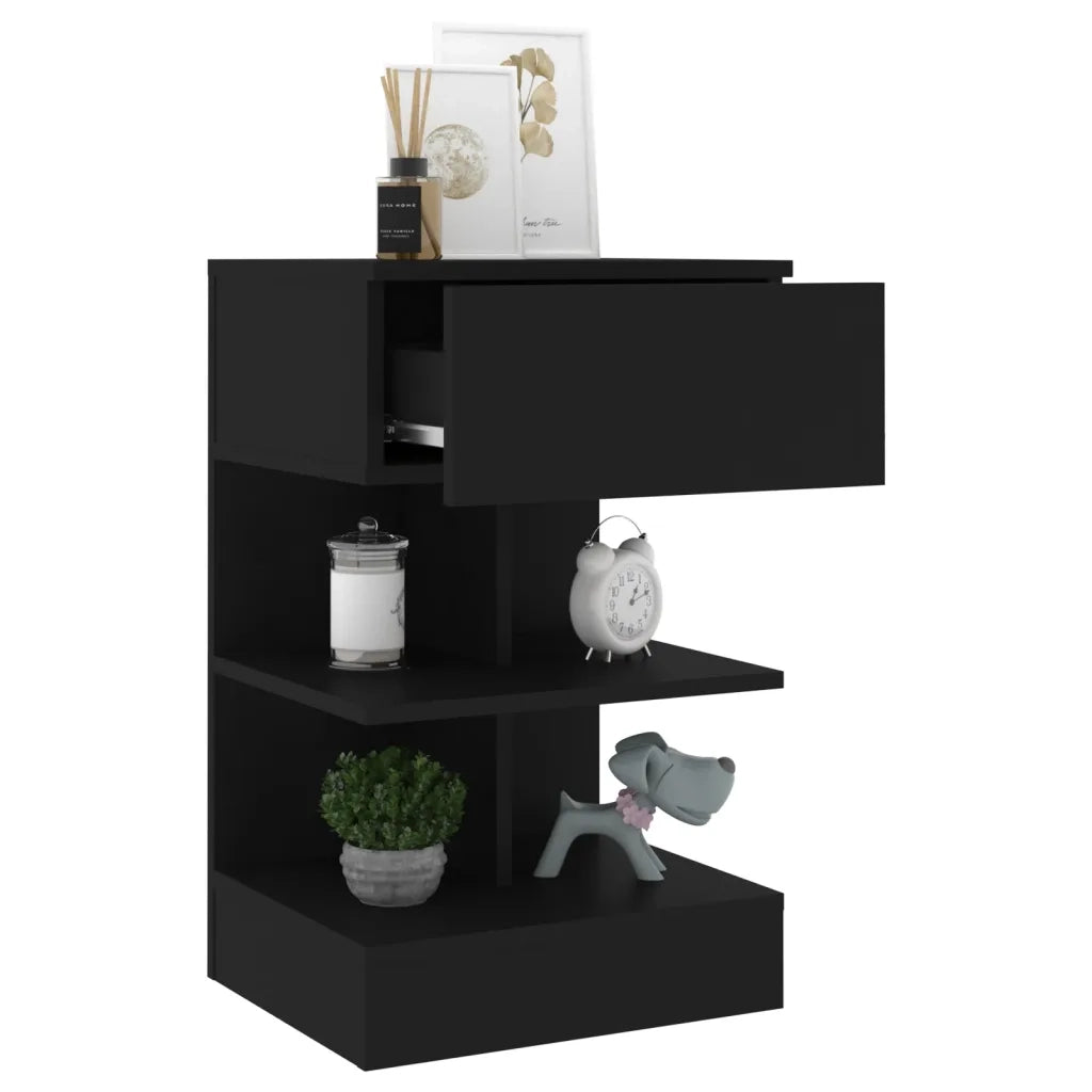 Set di 2 Comodini | Armadio da Notte | Mobiletto da notte Neri 40x35x65 cm
